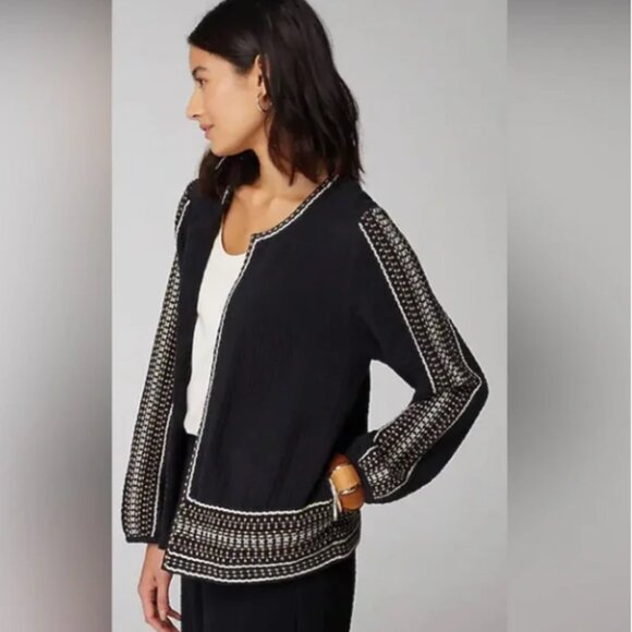 NWT J.Jill Pure Jill Embroidered Cotton-Gauze Jacket • Pant Set • Medium P - Picture 1 of 8